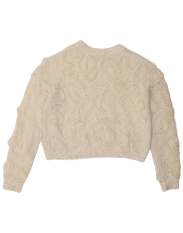 Zara kvinders abstrakt mønster rund hals sweater DK 10 Small Off White