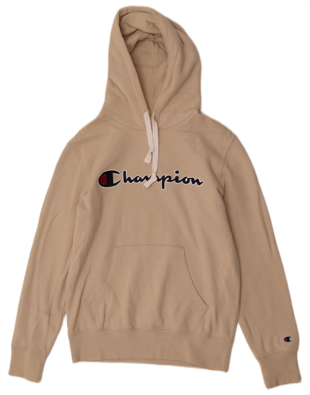 Champion Herre Grafisk Regular Fit Hoodie Jumper Medium Beige Bomuld