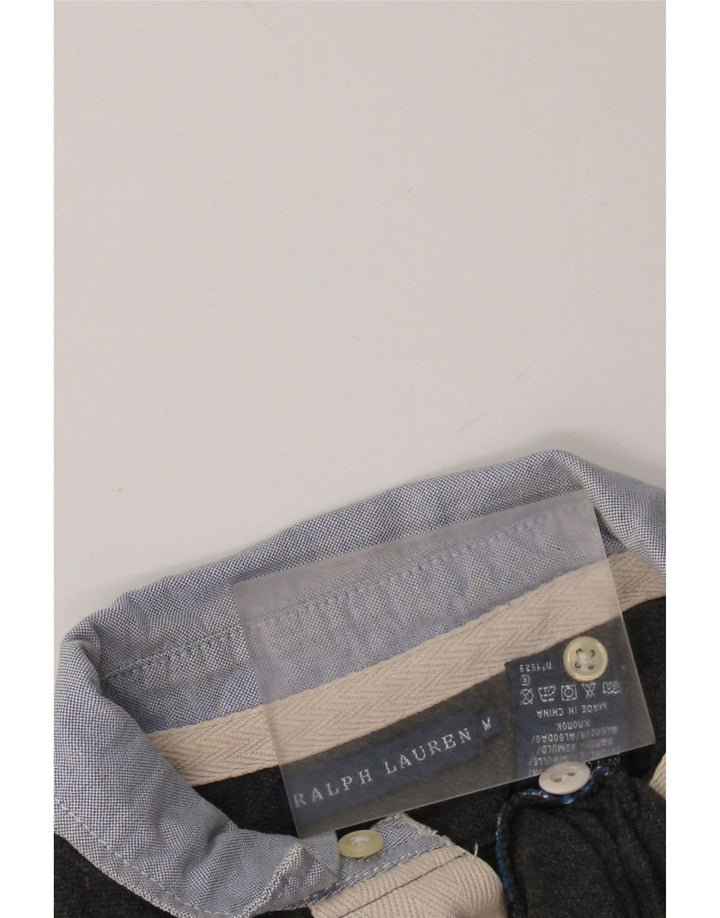 RALPH LAUREN Langærmet polokjole til kvinder UK 12 mellemgrå bomuld