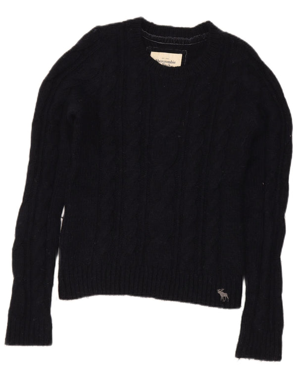 Abercrombie & Fitch Dame sweater med rund hals DK 12 Medium Navy Blue