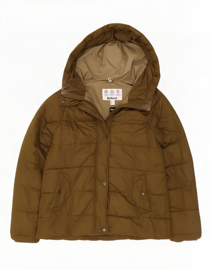 Barbour Dame Hætte Oversized Polstret Jakke UK 8 Lille Grøn Polyester