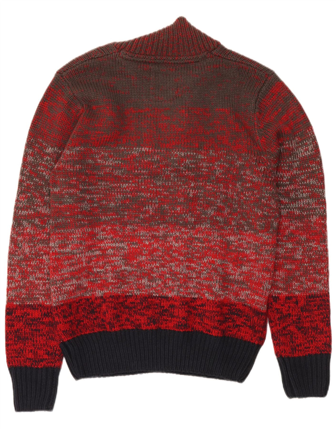 VINTAGE Dame Button Neck Jumper Sweater UK 18 XL Rød Colourblock