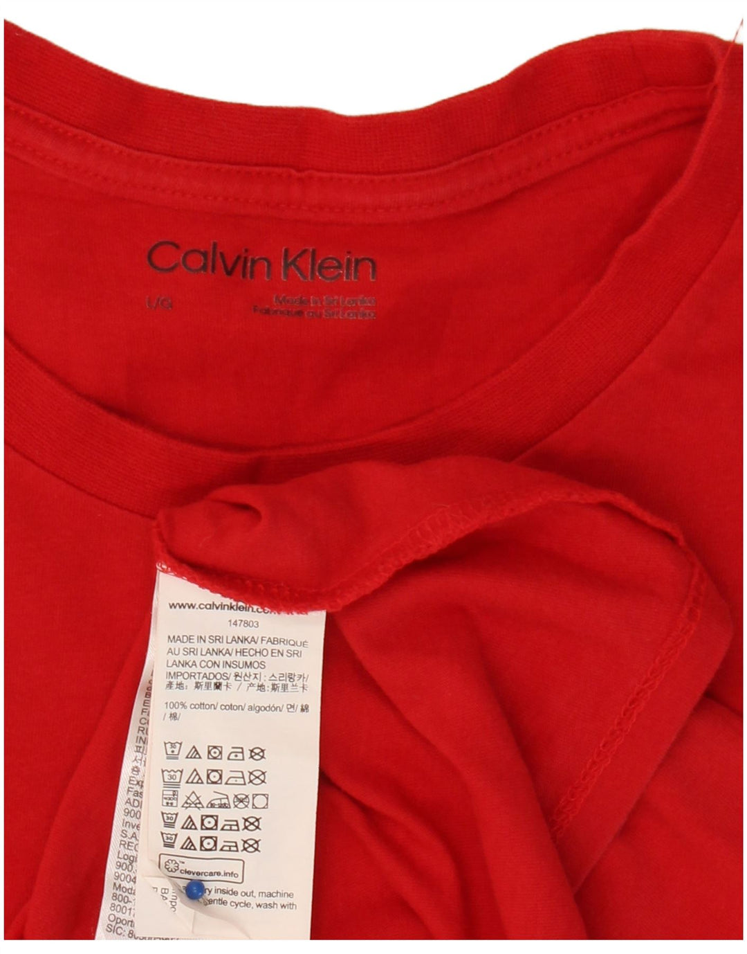 CALVIN KLEIN Herre grafisk T-shirt Top Stor rød bomuld