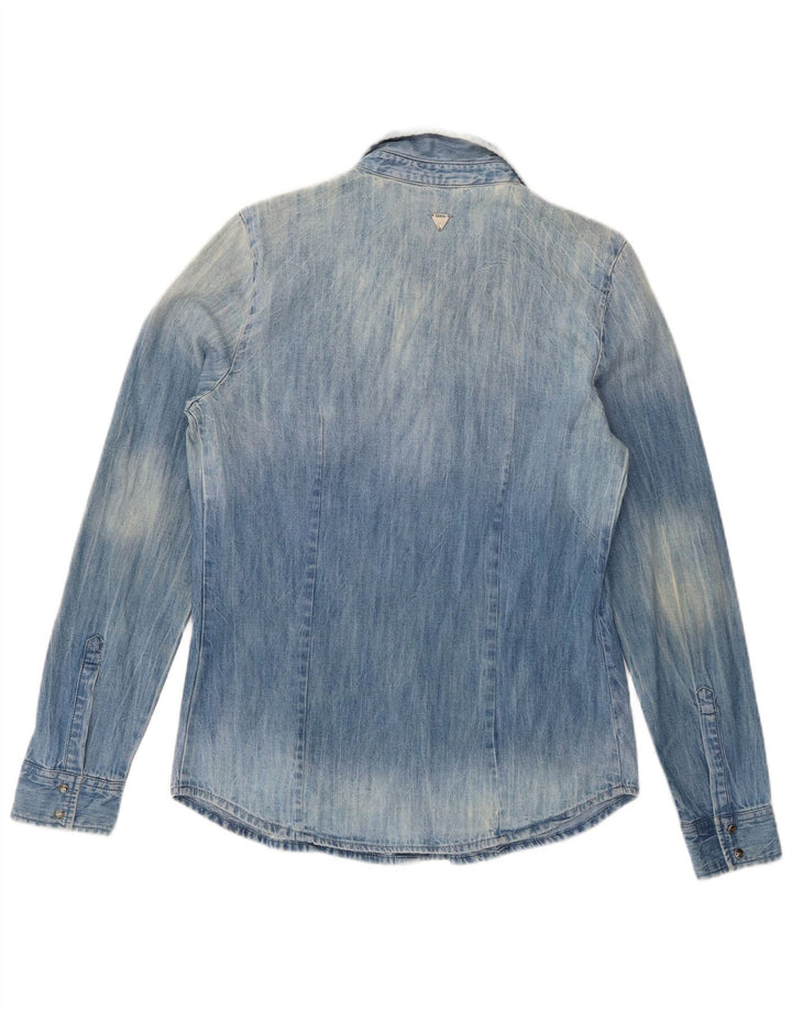 Guess Dame Oversized Denim Shirt UK 6 XS Blue Cotton
