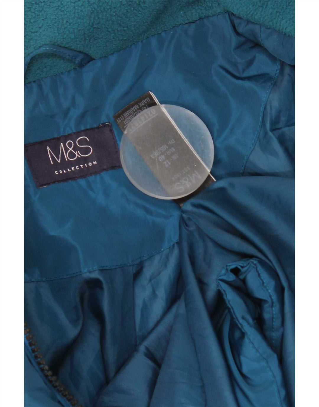 Marks & Spencer Quiltet polstret jakke til kvinder UK 12 Medium Blue Polyester