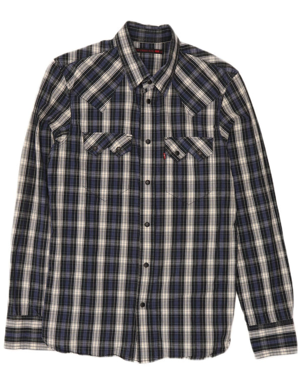 Levi's herreskjorte medium marineblå ternet bomuld