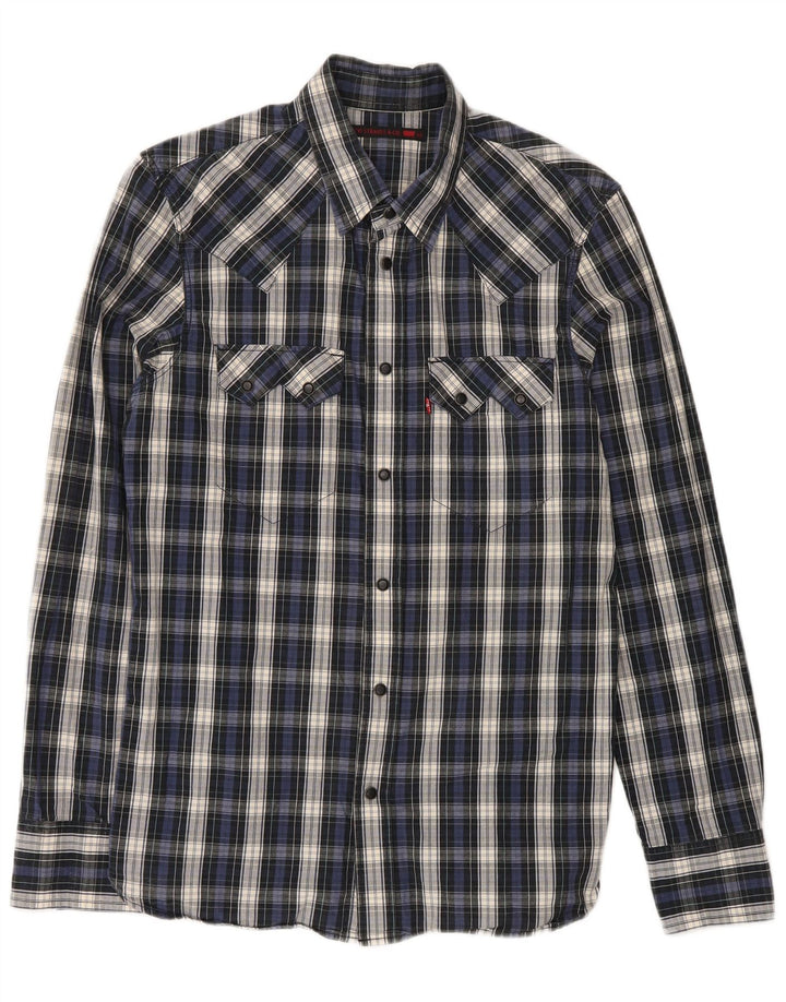 Levi's herreskjorte medium marineblå ternet bomuld