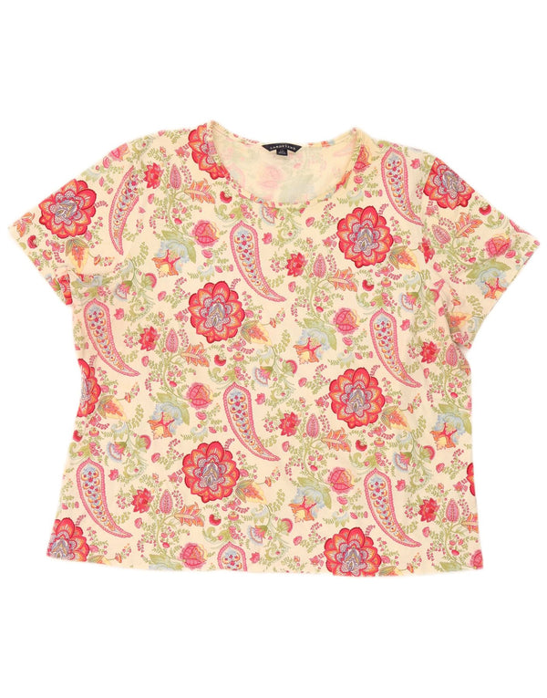 Lands End Dame Oversized T-Shirt Top UK 18/20 XL Flerfarvet Paisley