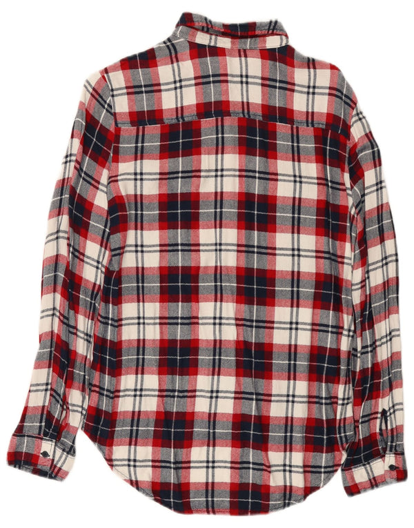 Zara Womens Longline Loose Fit Flannel Shirt UK 10 Small Red Plaid