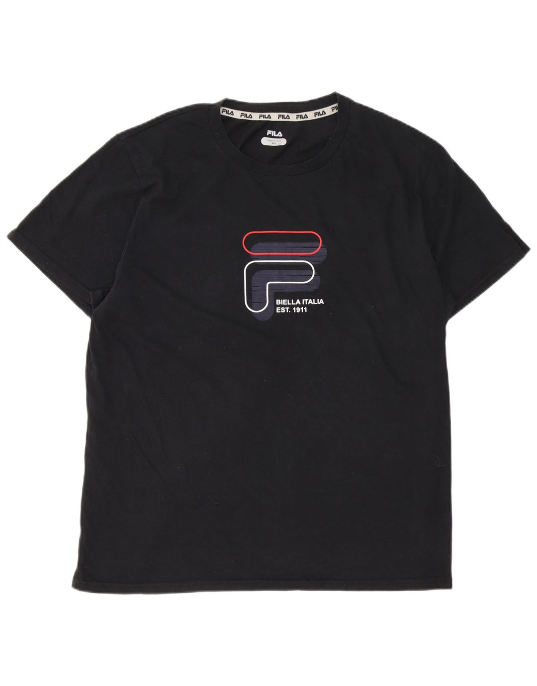 FILA Herre Grafisk T-Shirt Top 2XL Sort Bomuld