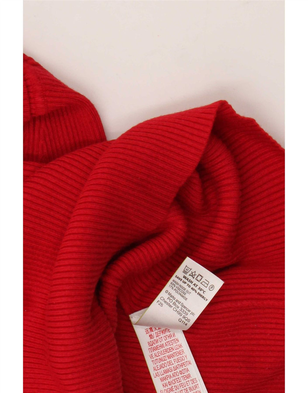 Marks & Spencer Dame Rullehals sweater UK 14 Medium Rød Viscose