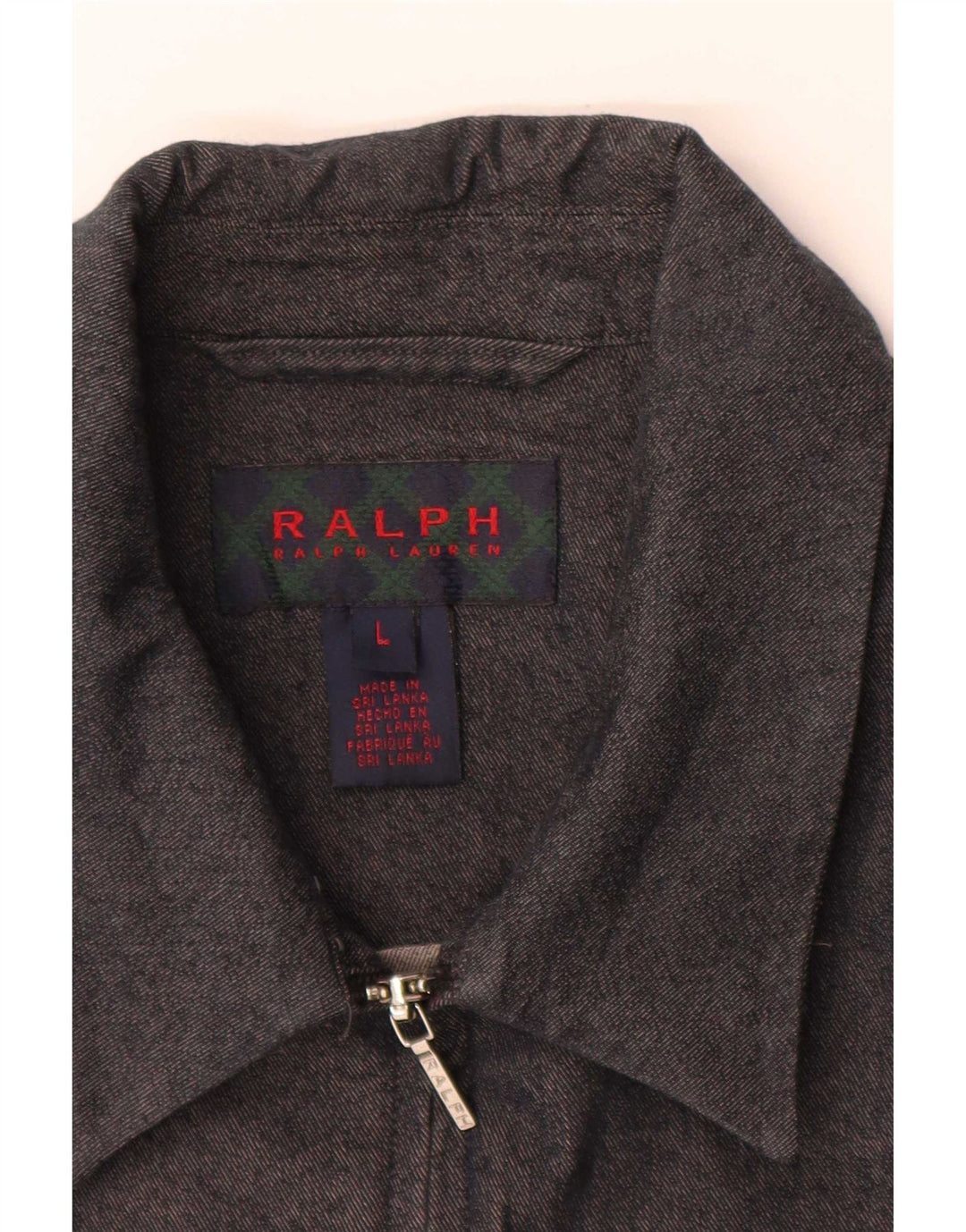 Ralph Lauren Dame Bomber Jacket UK 14 Stor Grå Bomuld