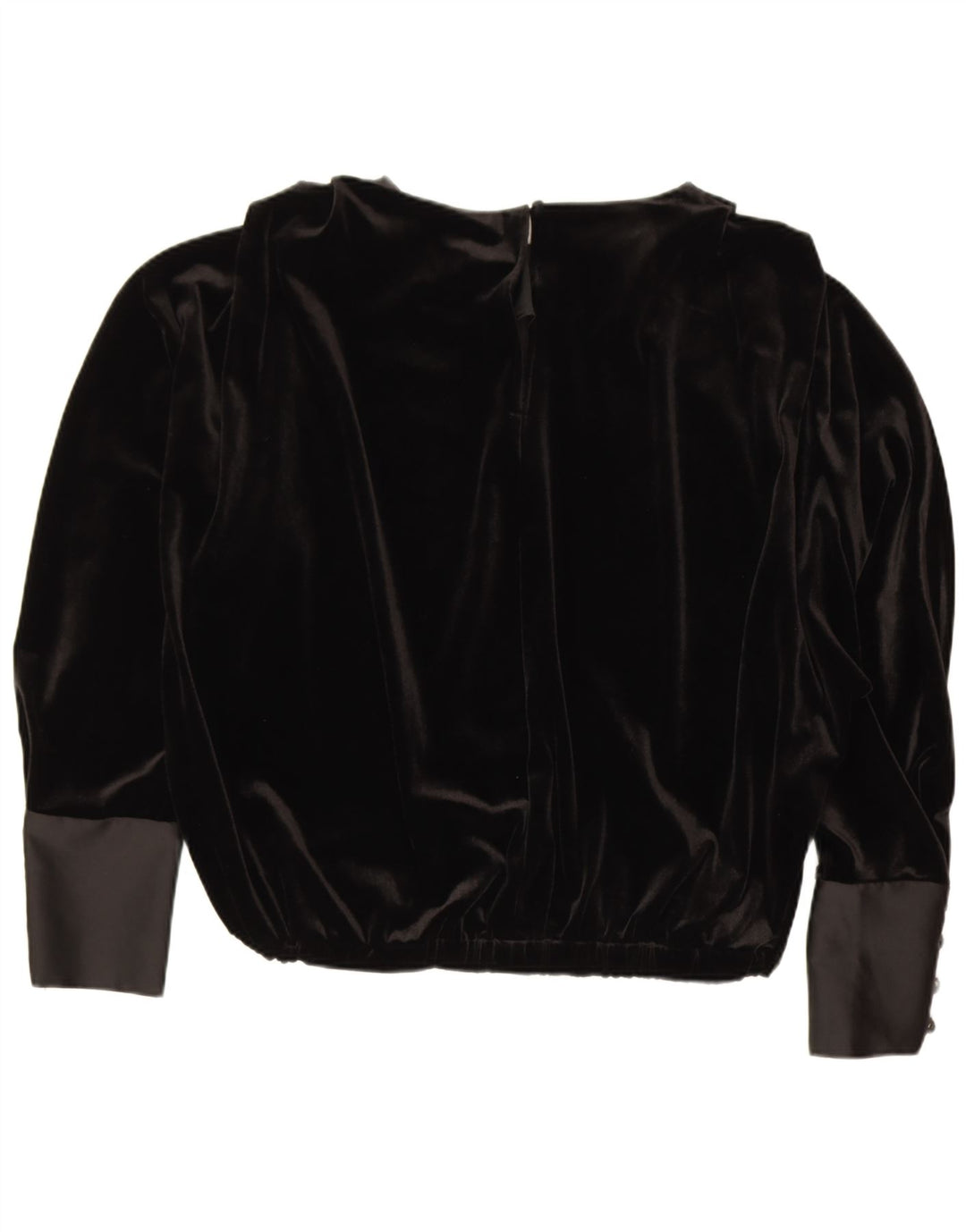 Zara Dame Oversized Langærmet Velvet Bluse Top UK 14 Medium Black