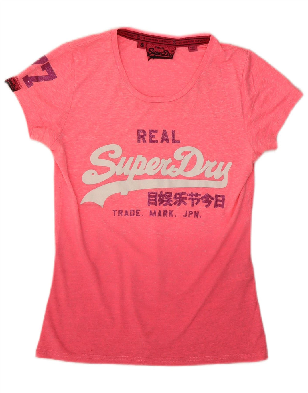 Superdry Grafisk T-shirt top til kvinder UK 8 Small Pink Tie Dye Polyester