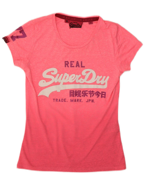 Superdry Grafisk T-shirt top til kvinder UK 8 Small Pink Tie Dye Polyester