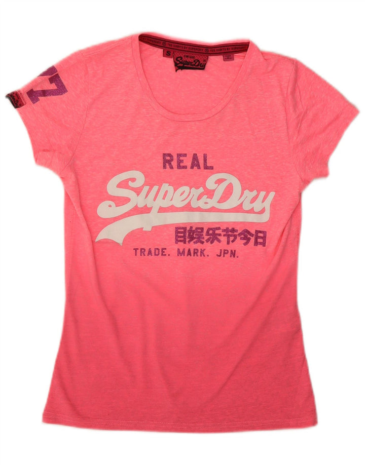 Superdry Grafisk T-shirt top til kvinder UK 8 Small Pink Tie Dye Polyester