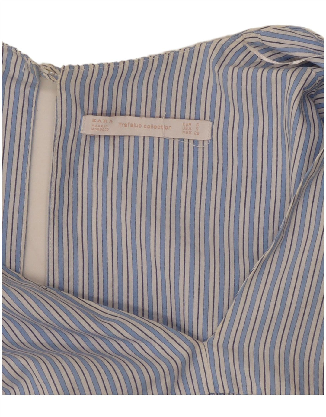 ZARA Dame 3/4 ærmet Playsuit UK 10 Lille blå stribet