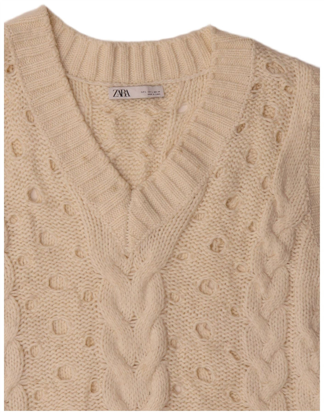 Zara Dame Oversized Vest Tank Top UK 16 Large Off White Akryl