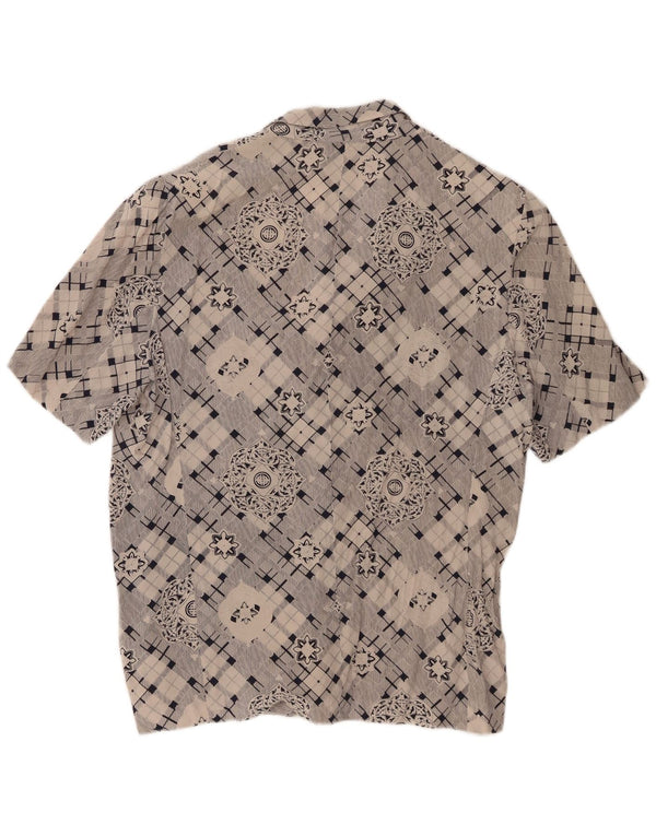 Vintage kortærmet skjorte til kvinder UK 16 Large Grå Geometrisk