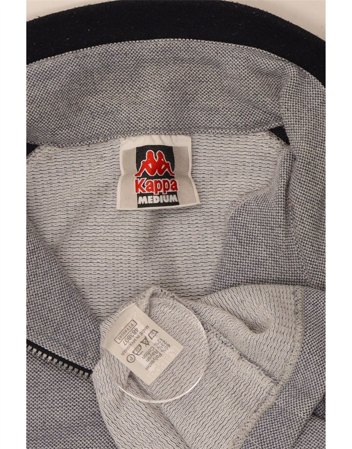 Kappa Herre Grafisk Zip Neck Sweatshirt Jumper Medium Grey Colourblock