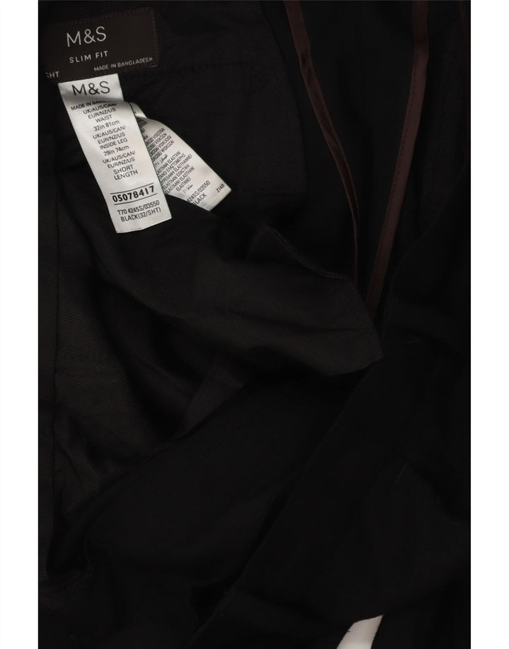 MARKS & SPENCER Slim Fit Chinobukser til mænd W32 L28 sort polyester