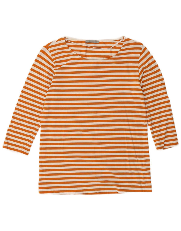 Cos Dame Top 3/4 ærme UK 10 Small Orange Stribet Bomuld