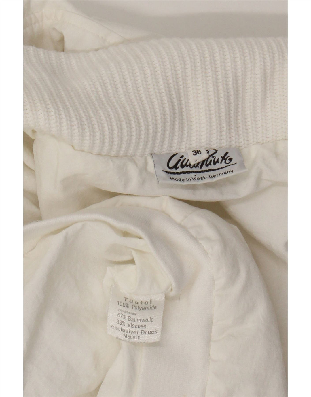 VINTAGE Dame Oversized Windbreaker Coat EU 38 Medium White Polyamide