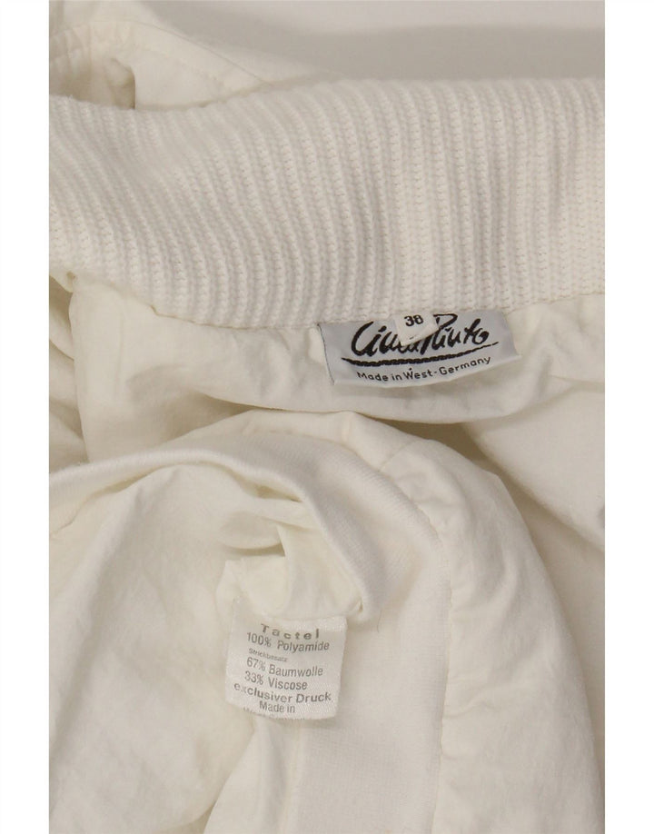 VINTAGE Dame Oversized Windbreaker Coat EU 38 Medium White Polyamide