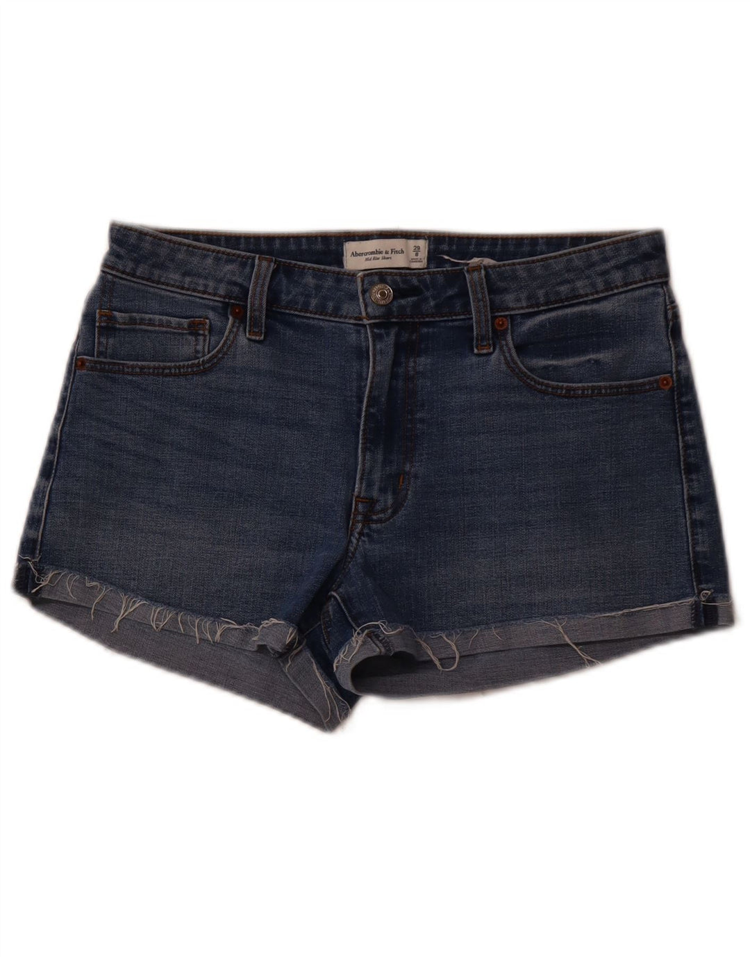 ABERCROMBIE & FITCH denimshorts til kvinder i mellemhøj højde US 8 Medium W29 Blå