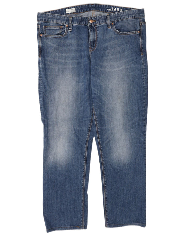 Gap Dame Høje Lige Jeans UK 18 XL W34 L30 Blå Bomuld
