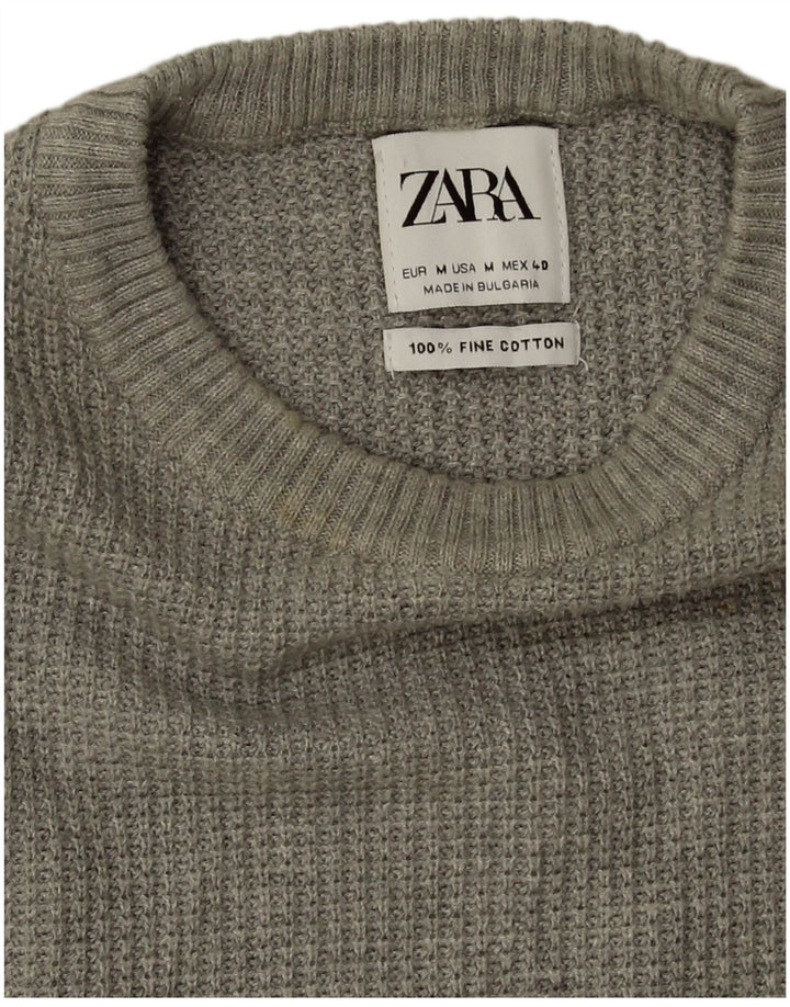 Zara Herre sweater med rund hals, mellemgrå bomuld