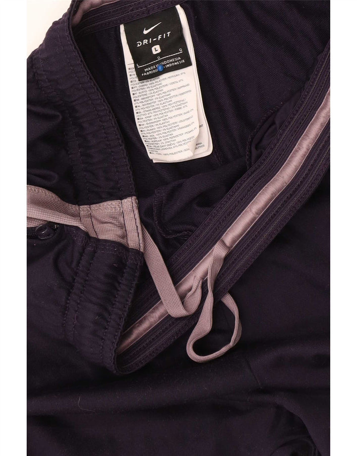 Nike træningsdragt bukser til kvinder UK 14 Large Navy Blue Colourblock Polyester