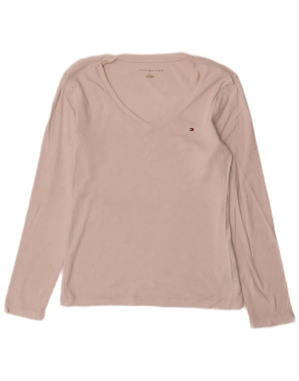 Tommy Hilfiger Dame Top Langærmet UK 12 Medium Off White Bomuld