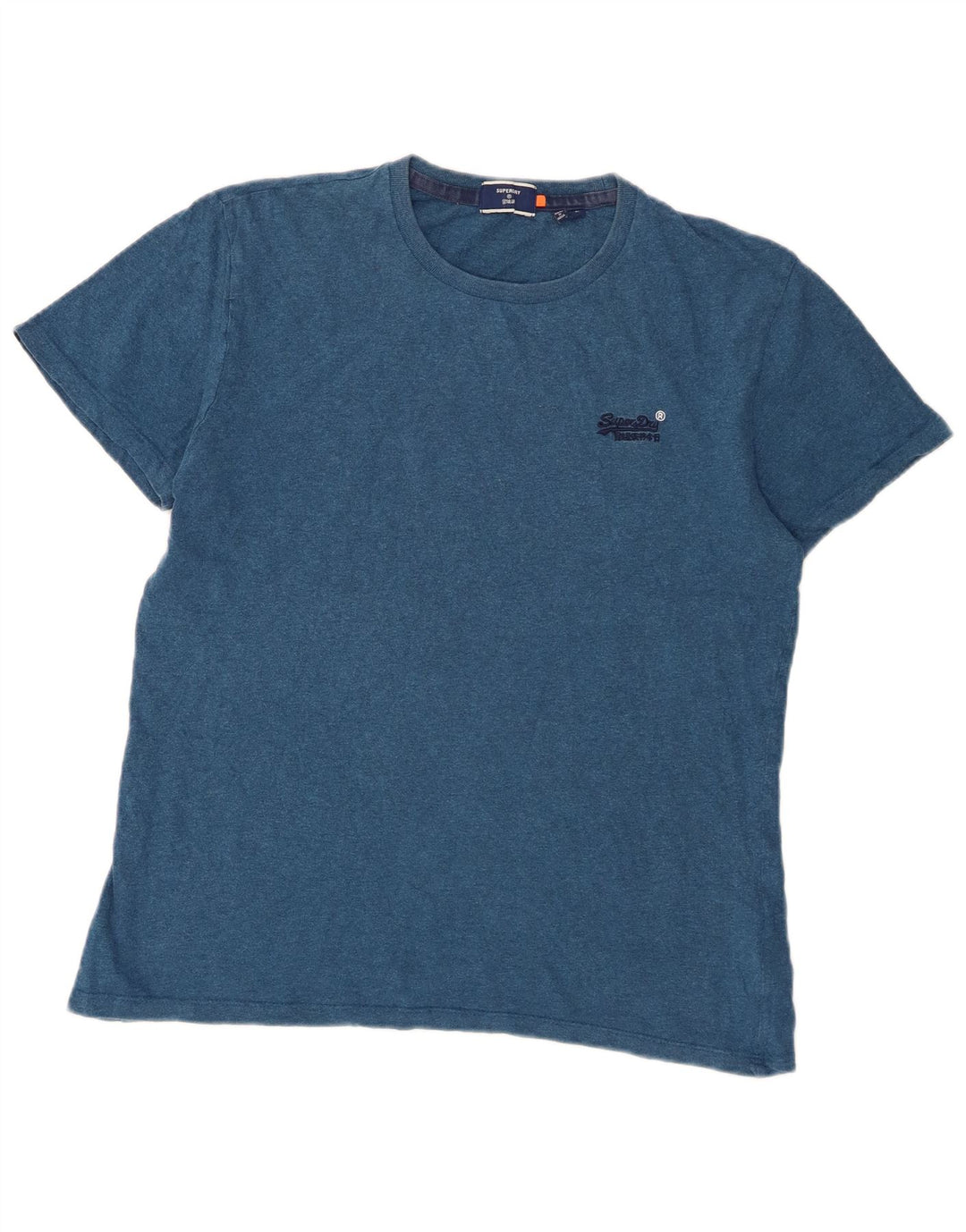 Superdry T-shirt top til mænd, stor blå flækket bomuld