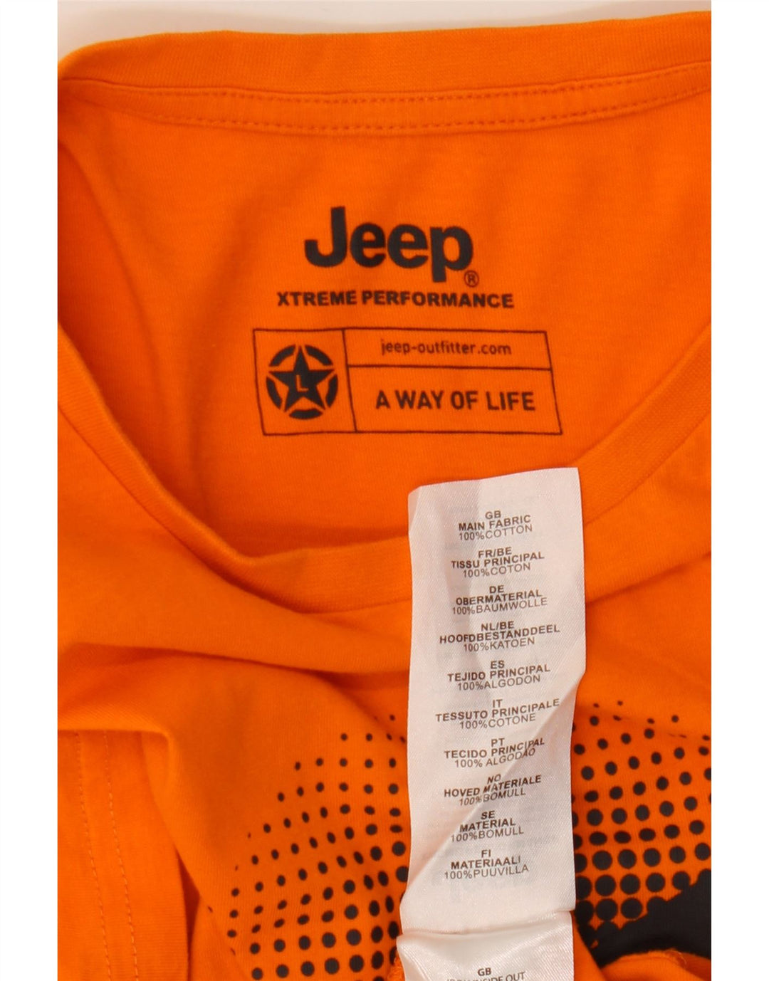 Jeep Herre Grafisk T-Shirt Top Stor Orange Bomuld