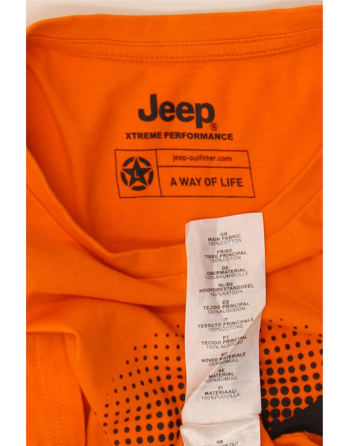 Jeep Herre Grafisk T-Shirt Top Stor Orange Bomuld