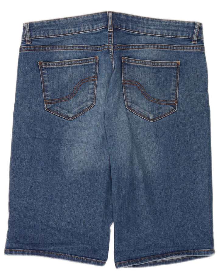 Fat Face Dame Denim Bermuda Shorts UK 12 Medium W32 Blå Bomuld