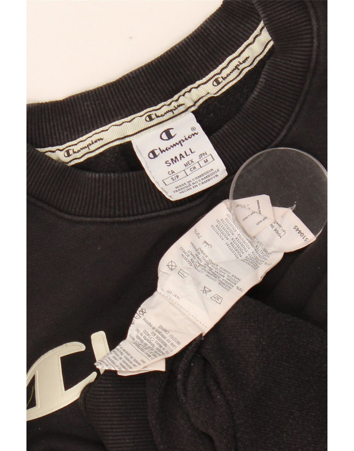 CHAMPION Dame Grafisk Sweatshirt Jumper UK 10 Lille sort bomuld