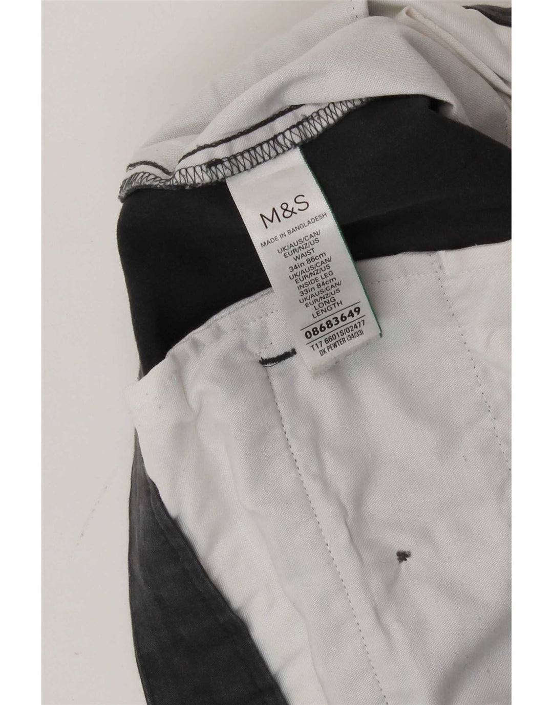 Marks & Spencer Herre Slim Chino Bukser W34 L33 Grå Bomuld