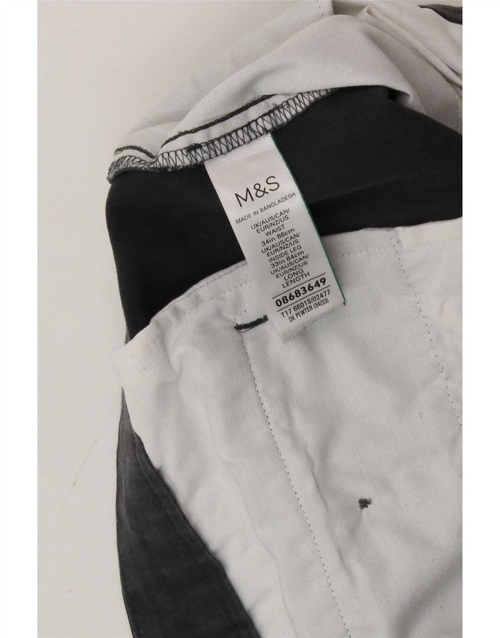 Marks & Spencer Herre Slim Chino Bukser W34 L33 Grå Bomuld
