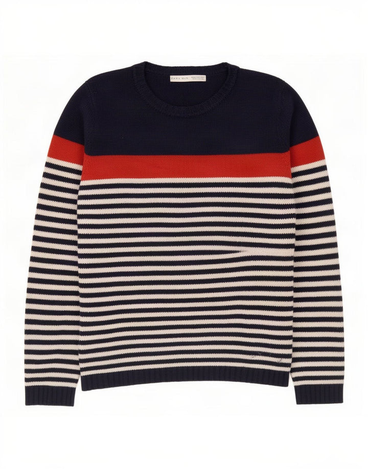 Zara Herre Boat Neck Jumper Sweater Medium Marineblå Stribet