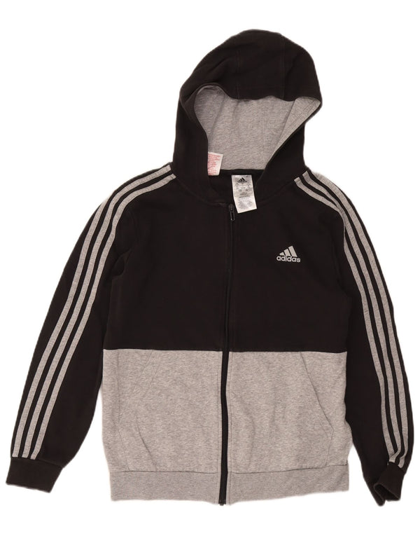 Adidas hættetrøje med lynlås til drenge 13-14 år Sort Colourblock Bomuld