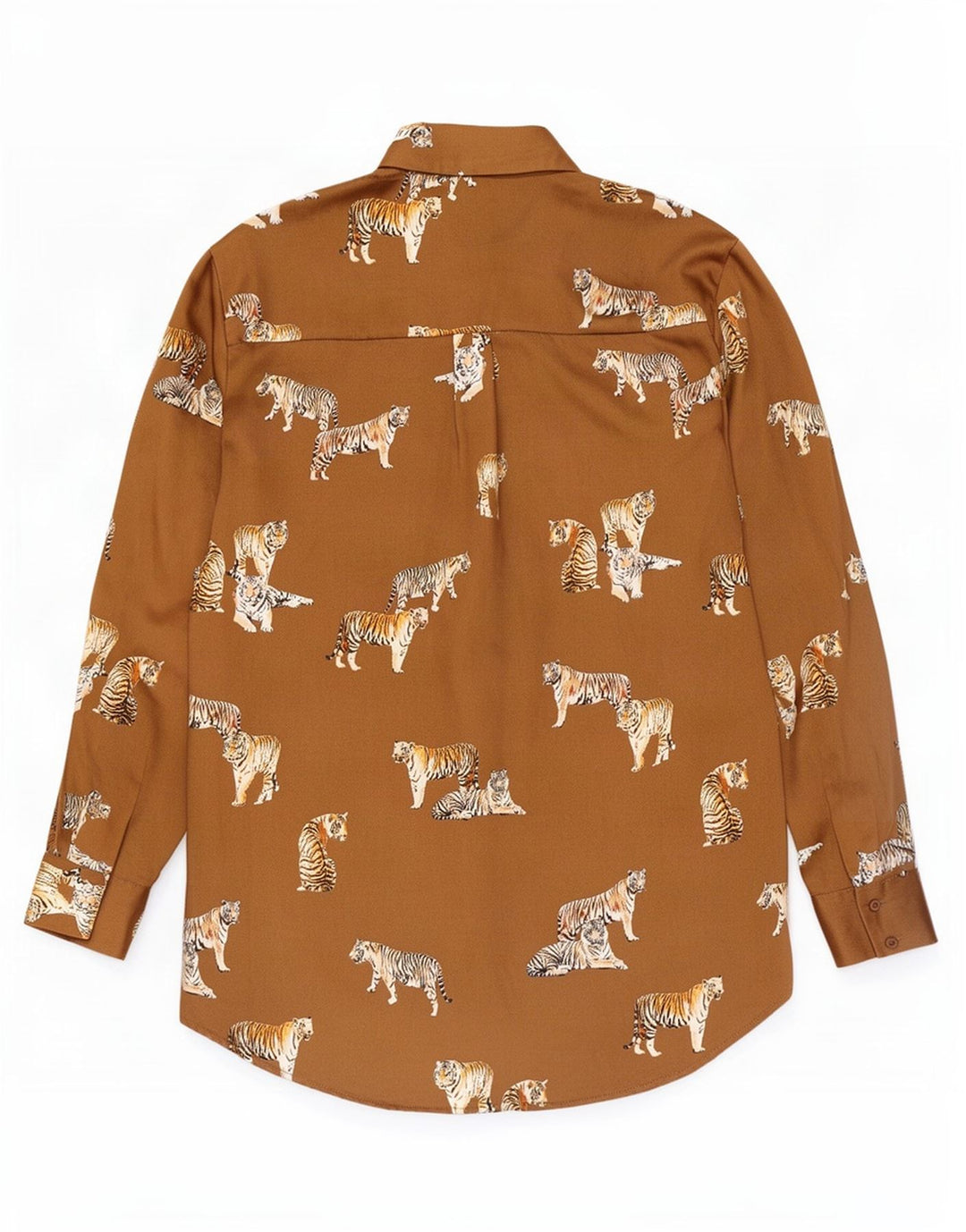 Zara Dame Oversized Shirt Bluse UK 10 Small Beige Animal Print Polyester