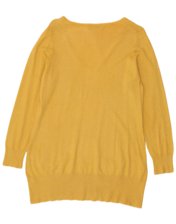 Marks & Spencer Dame V-hals sweater UK 14 Medium Yellow Viscose