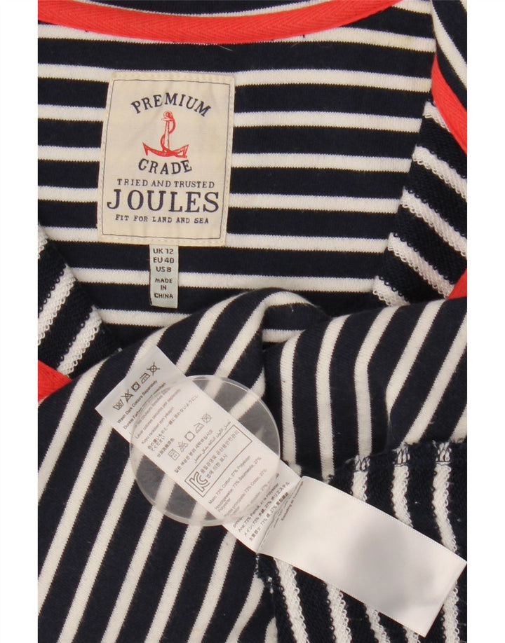 JOULES Sweatshirt med lynlås til kvinder UK 12 Mellem marineblå stribet