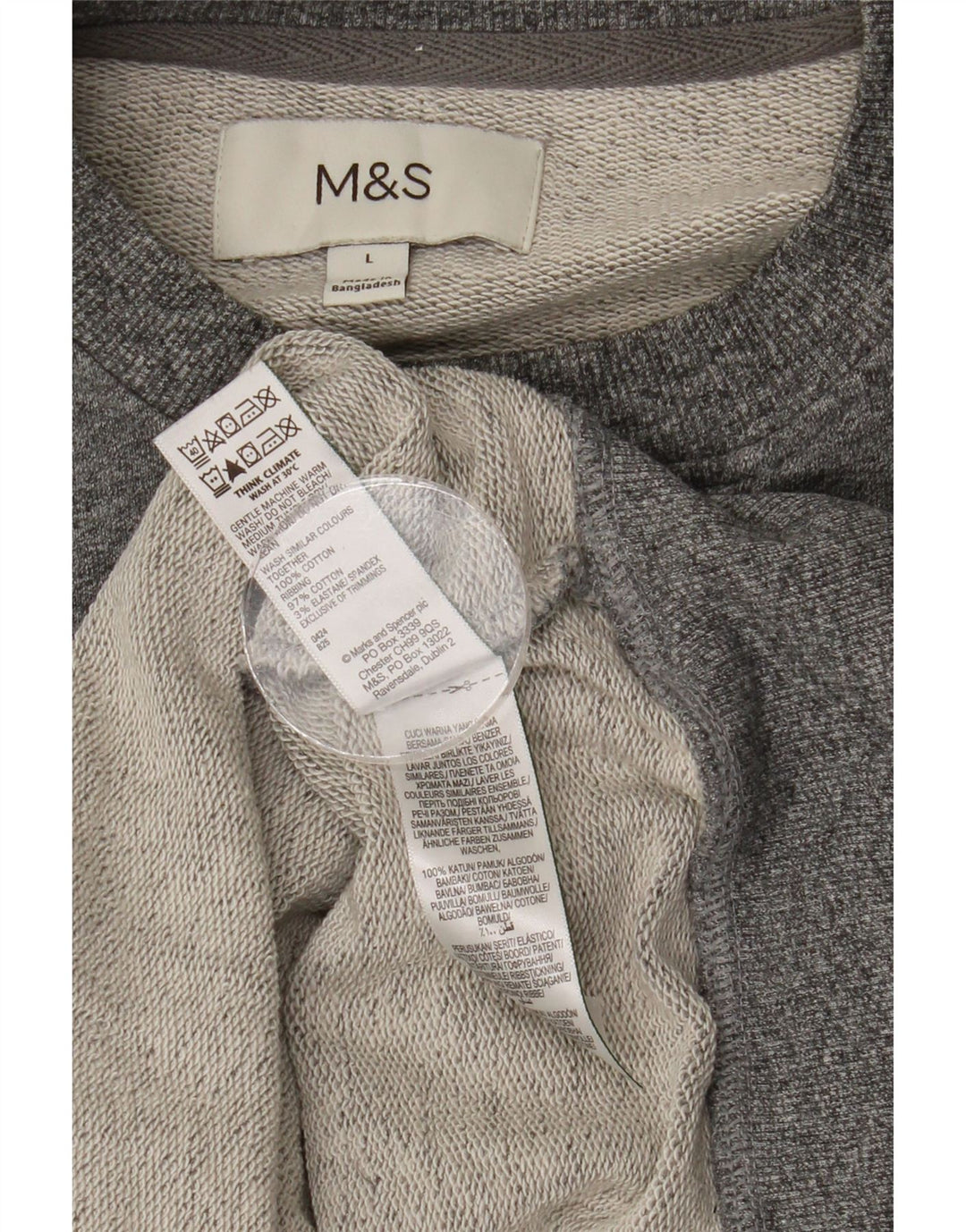 Marks & Spencer Sweatshirt til mænd, stor grå flækket bomuld