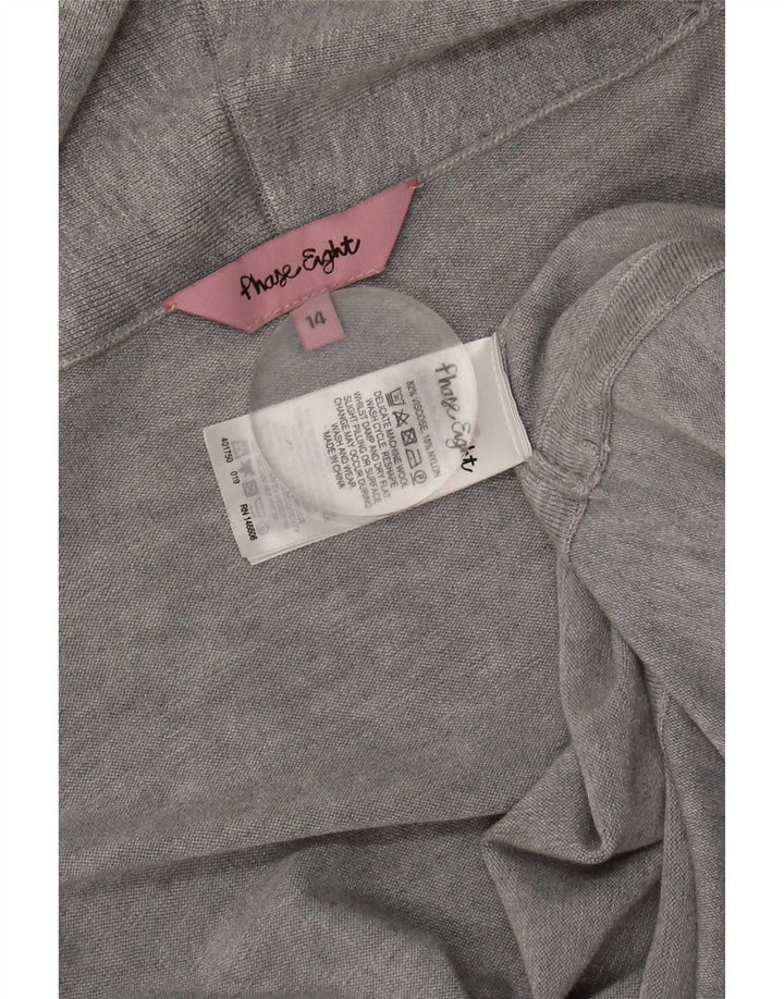 Phase Eight Womens Longline Open Cardigan Sweater UK 14 Medium Grey Viscose