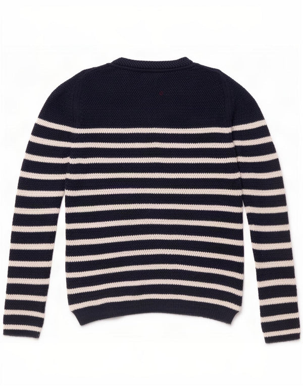 Massimo Dutti Herre sweater med rund hals XS Marineblå stribet bomuld