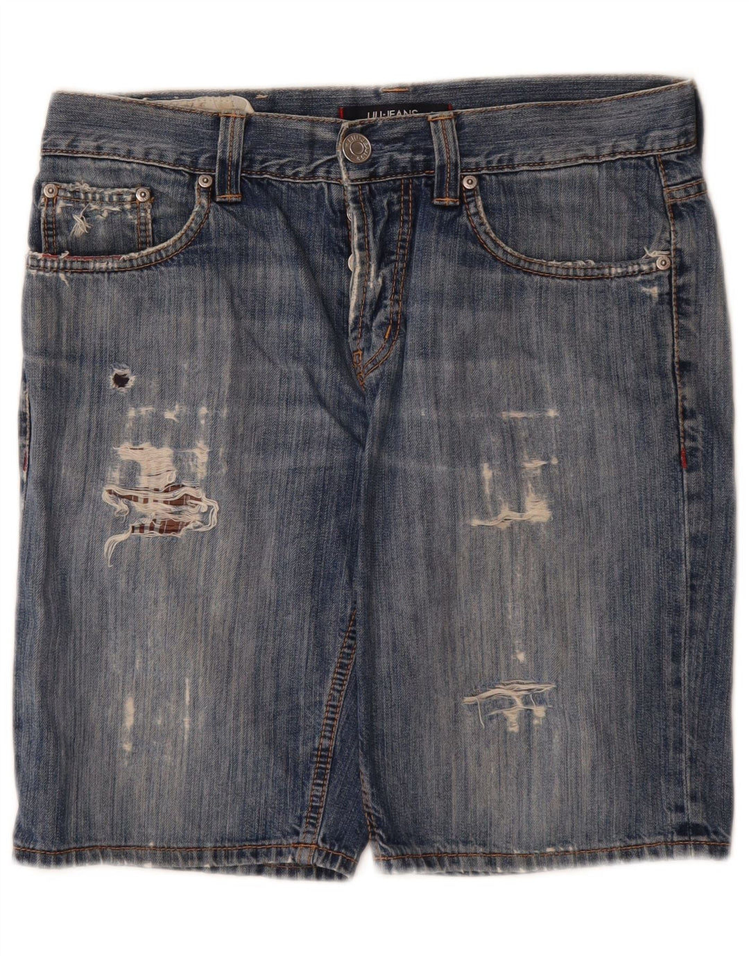 Liu Jo Mens Distressed Denim Shorts W32 Medium Blue Bomuld