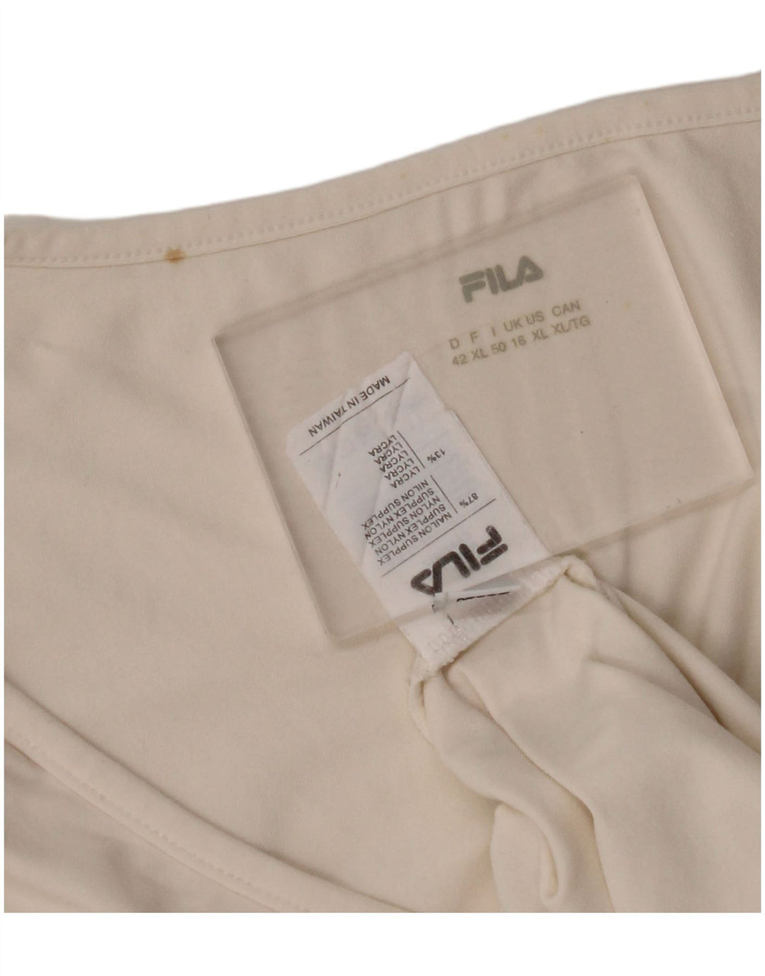 FILA Dame T-Shirt Top UK 16 Large Off White Nylon